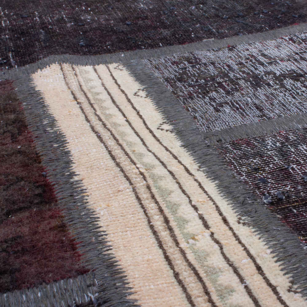 复古波斯手工结拼布地毯深色调