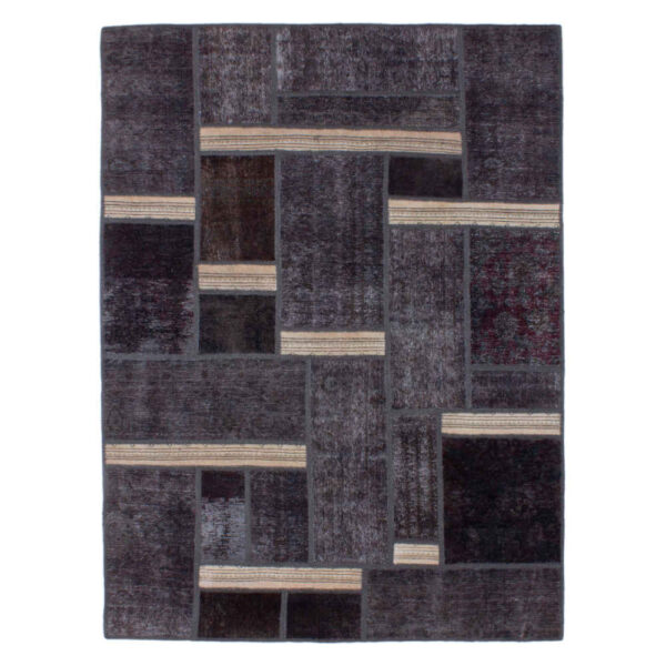 复古波斯手工结拼布地毯深色调