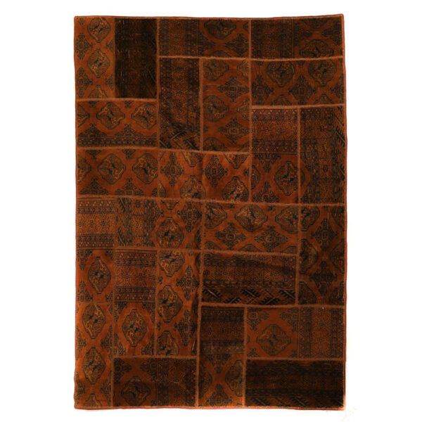 复古波斯手工结拼布地毯深红色