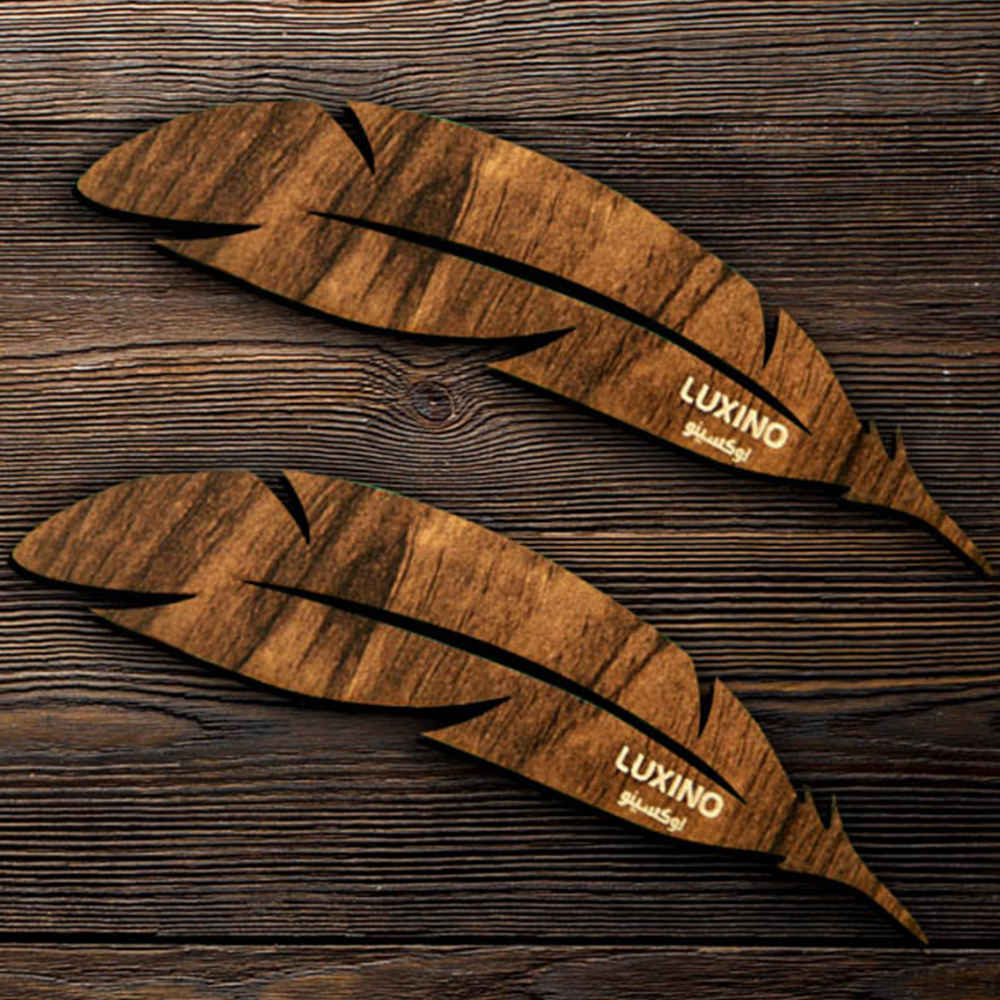 波斯风格木质艺术书签 羽毛形 – 2个装