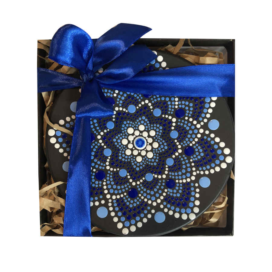 装饰陶瓷盘 手绘点绘艺术 海洋