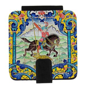 化妆镜，波斯风格骏马图案