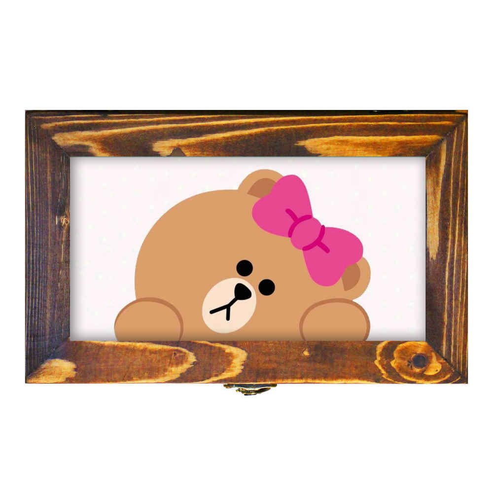 木质餐具收纳箱 可爱小熊款