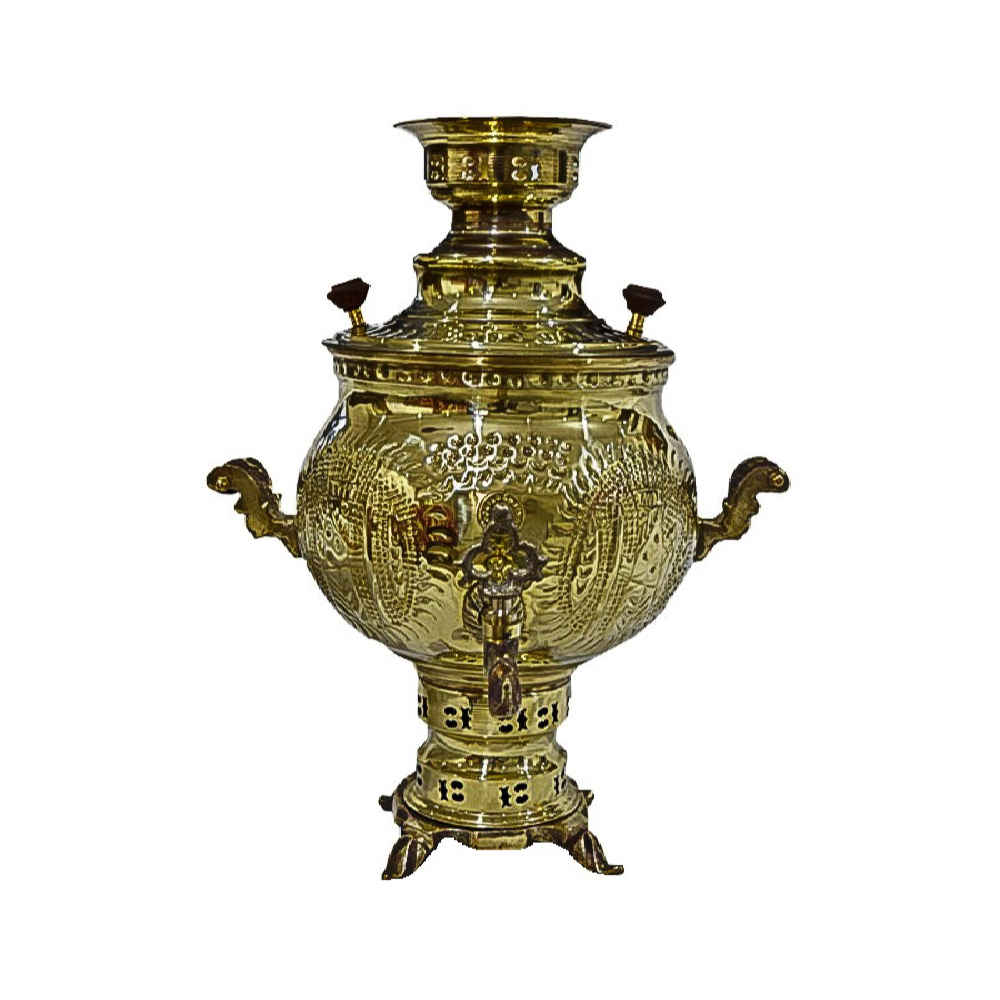 Main image of 波斯黄铜萨摩瓦装饰炭火茶壶 6 升