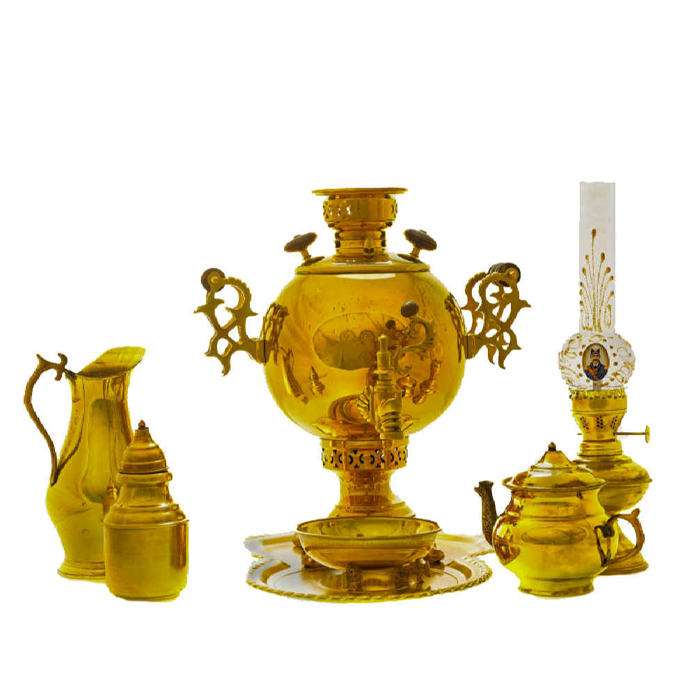 Main image of 波斯黄铜萨摩瓦装饰炭火茶壶 6 升