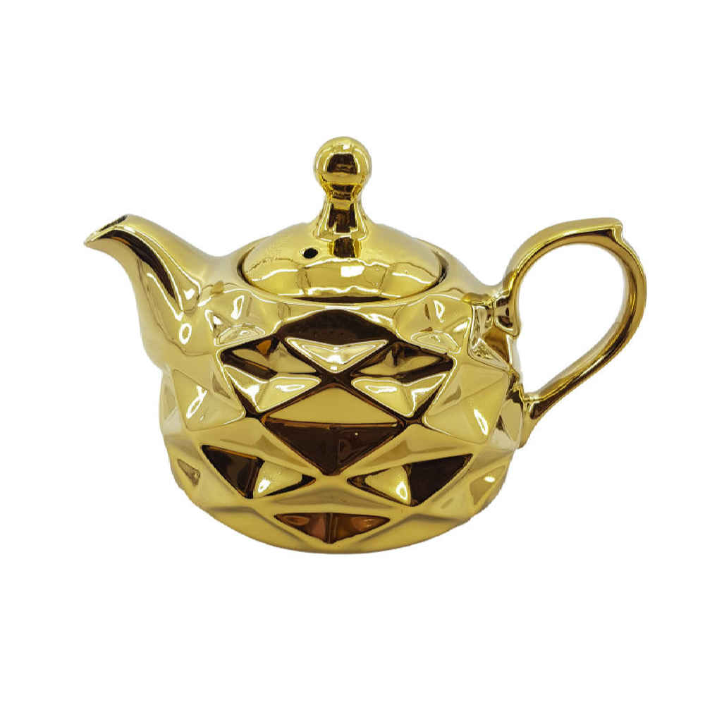 燃气萨摩瓦茶壶带茶壶 – 现代几何设计，大理石款 6 升