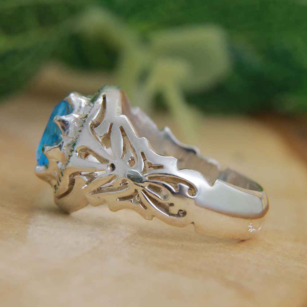 男款波斯蓝托帕石银戒指 Milad