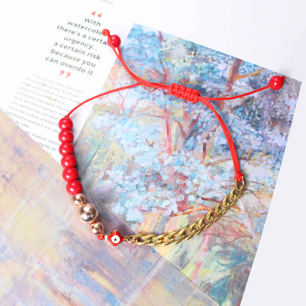 女士串珠手链 – 恶魔之眼红色