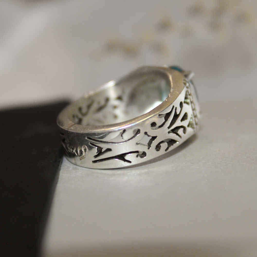 男款波斯蓝托帕石银戒指 Vala