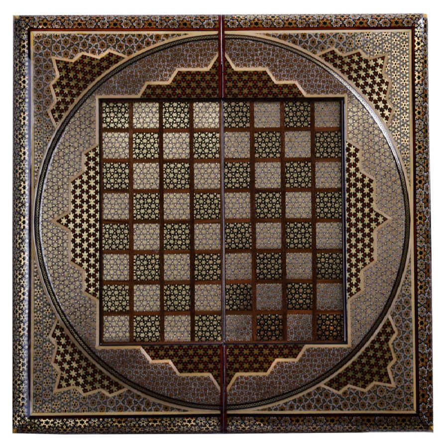 Main image of 波斯 Khatamkari 木质象棋棋盘 – Royal 型