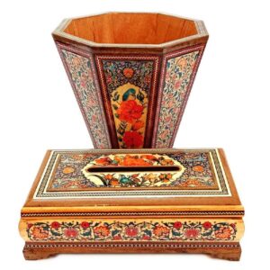 波斯垃圾桶及纸巾盒——Khatamkari Tazhib 款