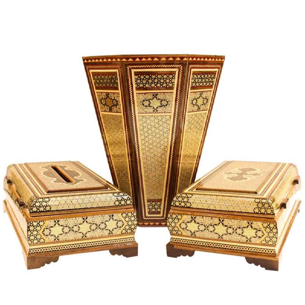 Main image of 波斯垃圾桶及纸巾盒——Khatamkari 金色款