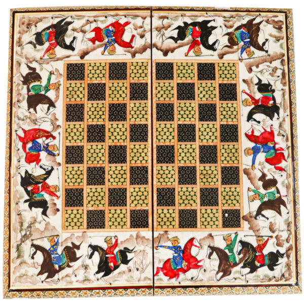 波斯 Khatamkari 象棋棋盘 – Hunt 型