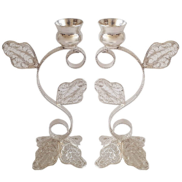 波斯金银丝烛台——铜镀银 Golbarg（2个）