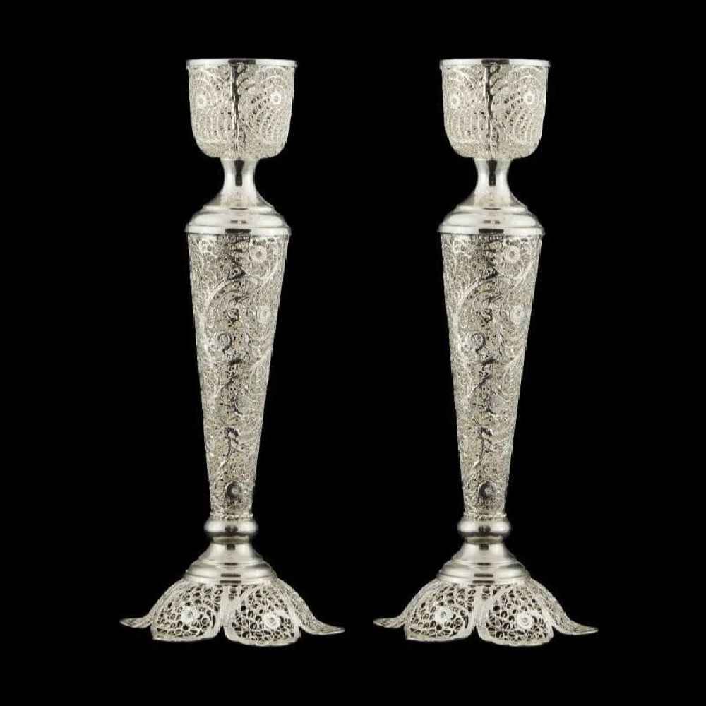 Main image of 波斯金银丝烛台——铜镀银 玫瑰（2个）