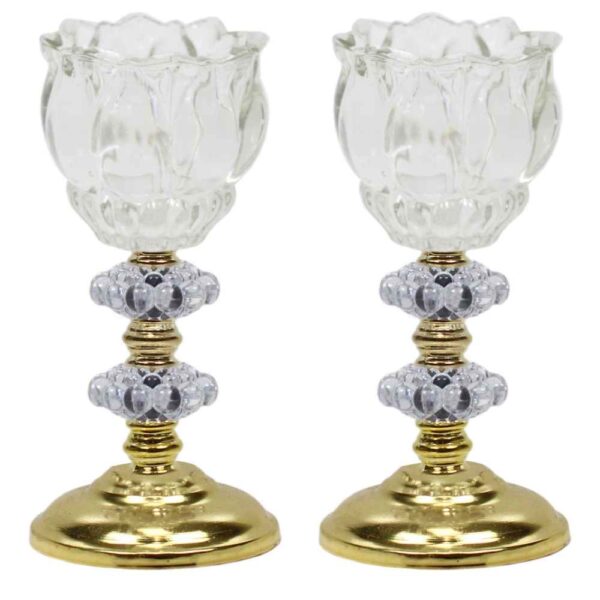 波斯水晶郁金香形烛台 – Ashki 款（2 件）