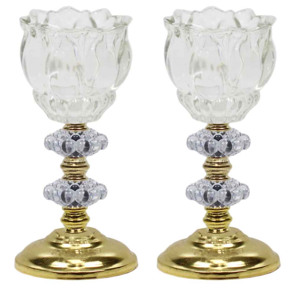 Main image of 波斯水晶郁金香形烛台 – Ashki 款（2 件）