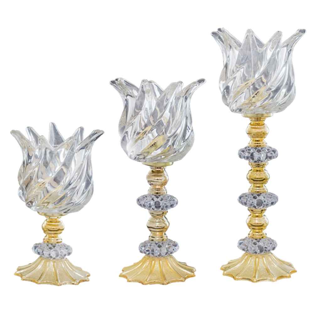 Main image of 波斯水晶郁金香形烛台 – 3 件套