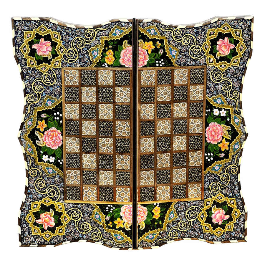 Main image of 波斯镶嵌木质象棋棋盘 – Flower 型