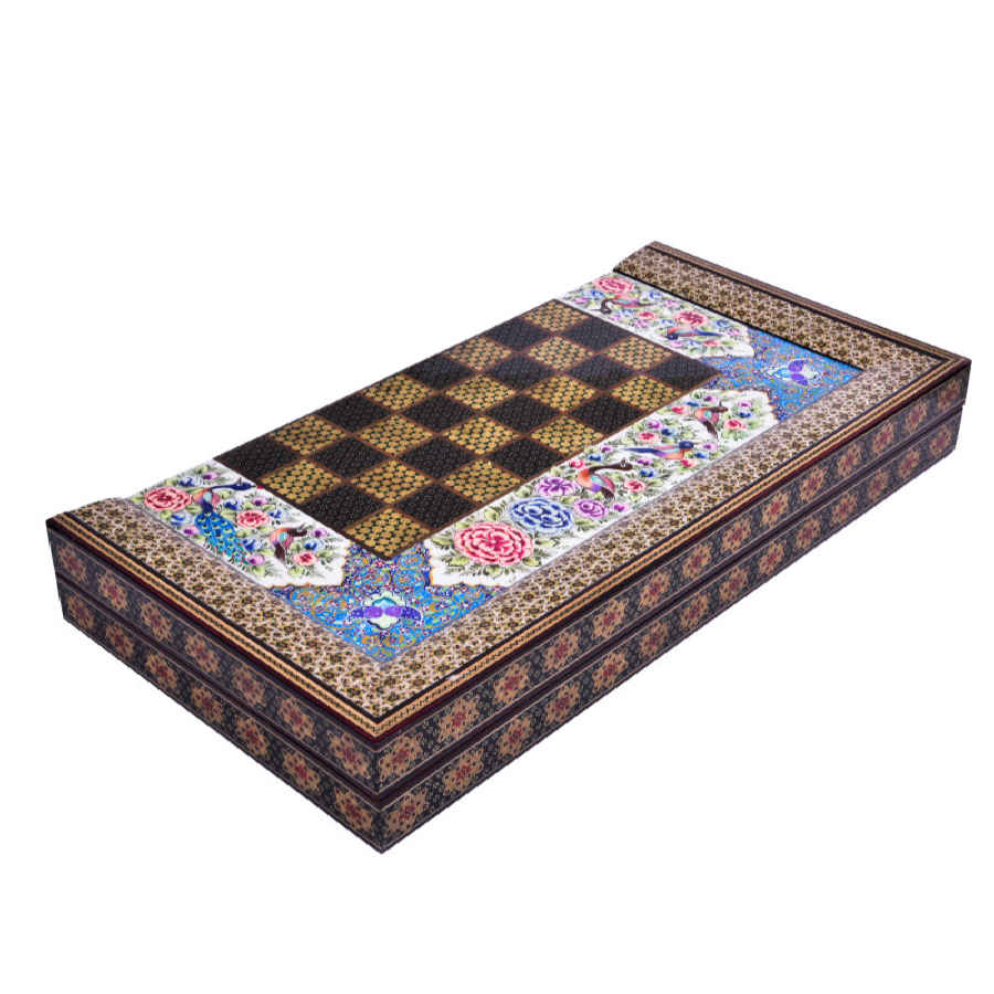 波斯 Khatamkari 木质象棋棋盘 – Jalal 型