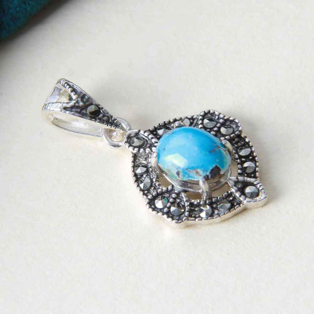 波斯银吊坠 配绿松石 Helen