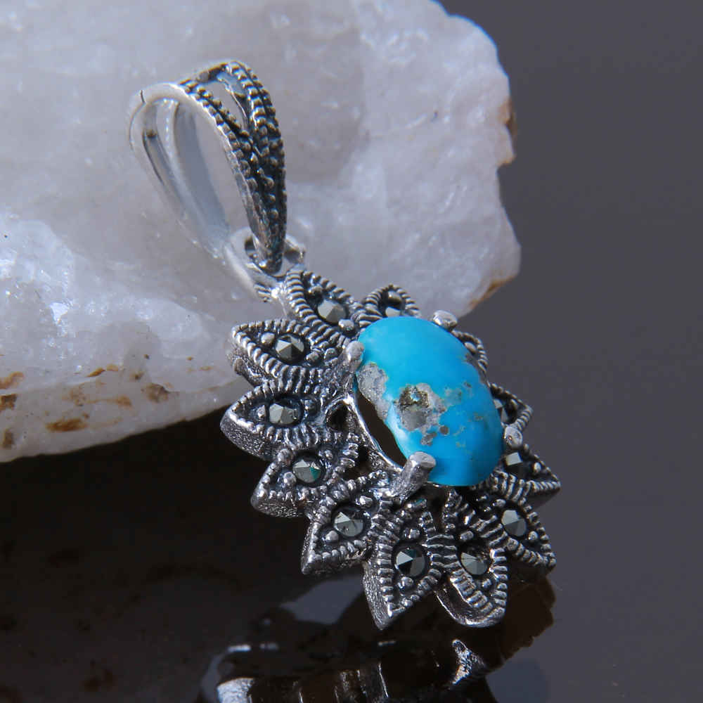 波斯银吊坠 配绿松石 Safa