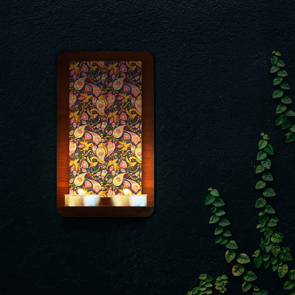 波斯木质墙壁茶蜡烛灯 – Paisley 款（2 件）