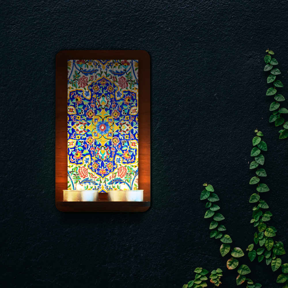 波斯木质墙壁茶蜡烛灯 – Tile 款（2 件）