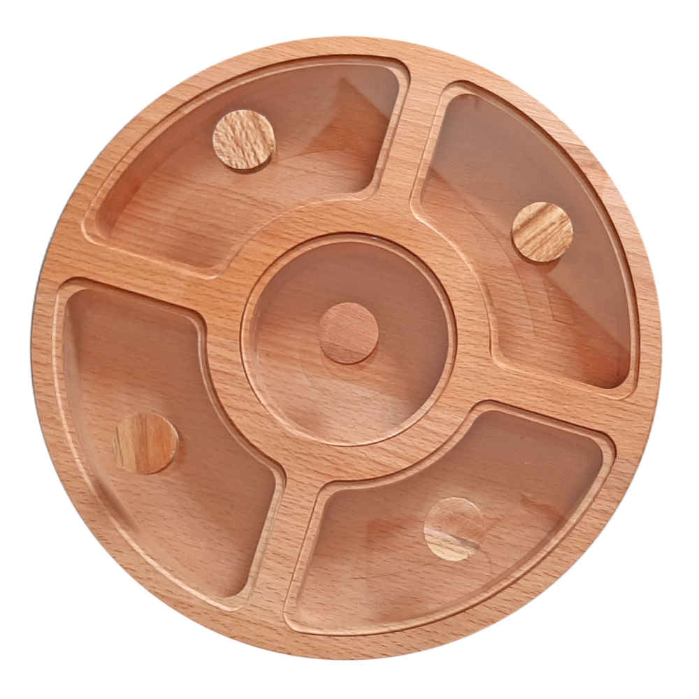 圆形设计木质坚果与小吃收纳盒