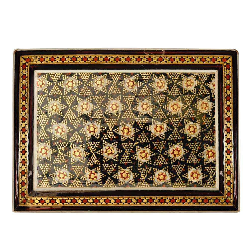 波斯木质扑克牌盒 – 哈塔姆珐琅星星款