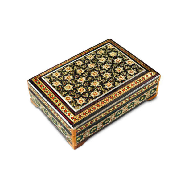 波斯木质扑克牌盒 – 哈塔姆珐琅星星款