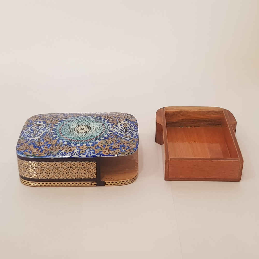 波斯木质扑克牌盒 – 哈塔姆珐琅 Tazhib 款