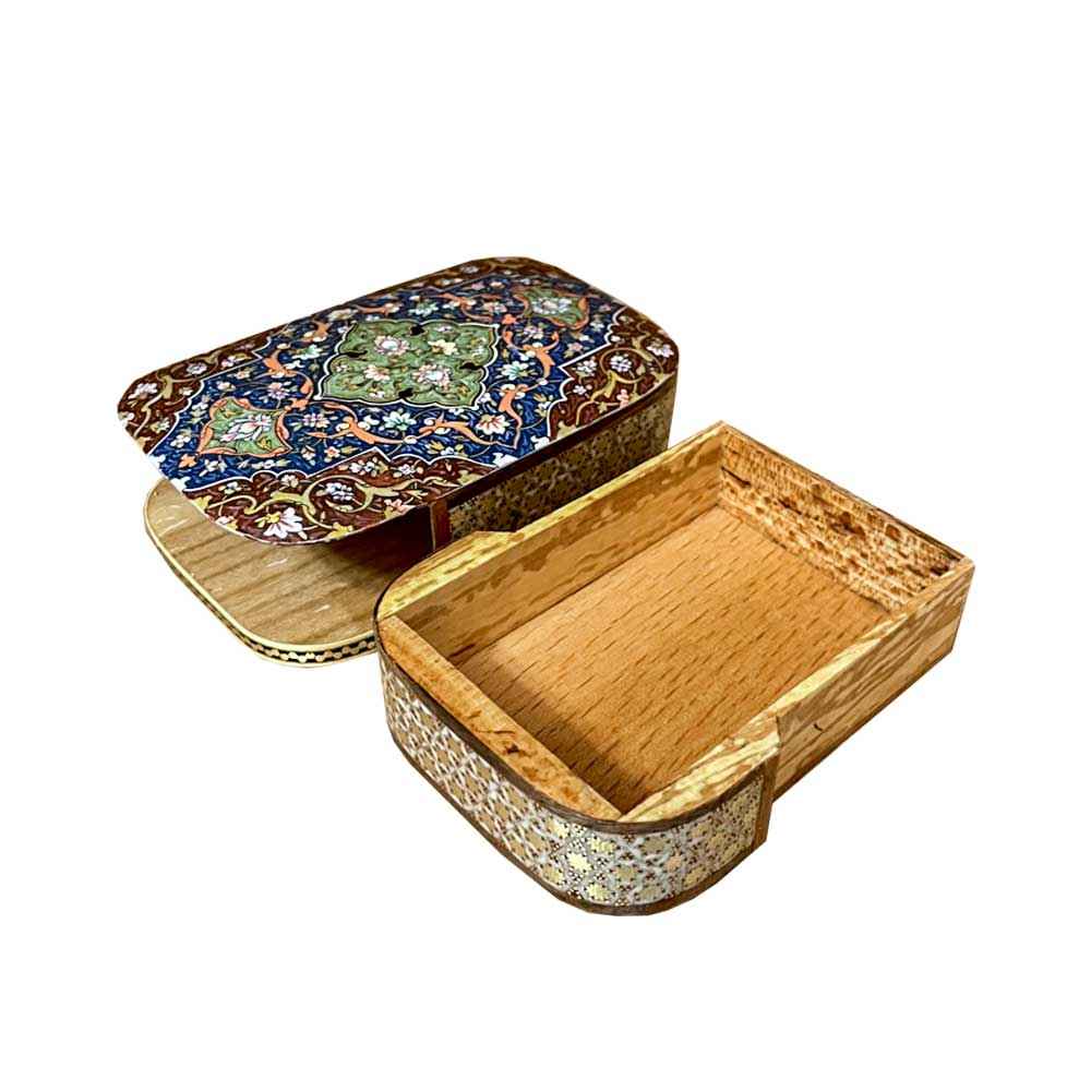 波斯木质扑克牌盒 – 哈塔姆珐琅 Tazhib 款