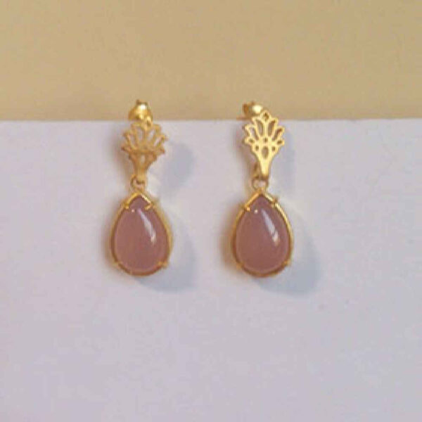 银耳环 – 蔷薇石英款