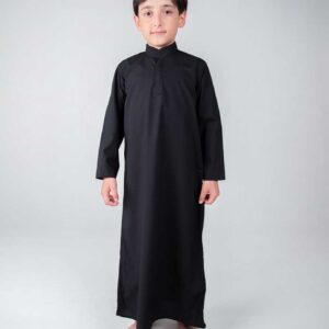 儿童黑色 Dishdasha Thobe – 传统阿拉伯风格服饰
