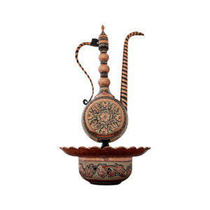 装饰波斯铜阿夫塔贝壶与洗脸盆套装