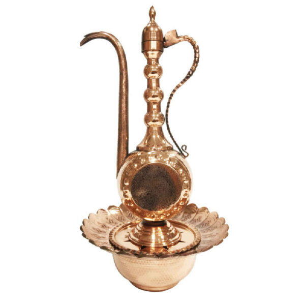 装饰波斯铜阿夫塔贝壶带洗脸盆 – Panah 款