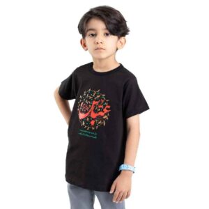 儿童伊斯兰 T 恤 – 黑色款，Abalfazl al-Abbas 书法