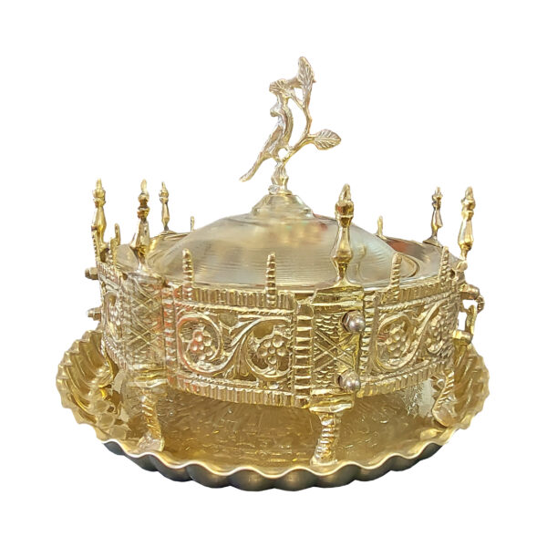 波斯 Manghal Esfand 与 Bakhoor 烟熏炉 – 雕刻黄铜花鸟款