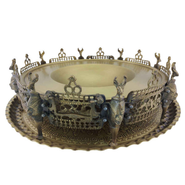 波斯 Manghal Esfand 与 Bakhoor 烟熏炉 – 雕刻黄铜花鸟款