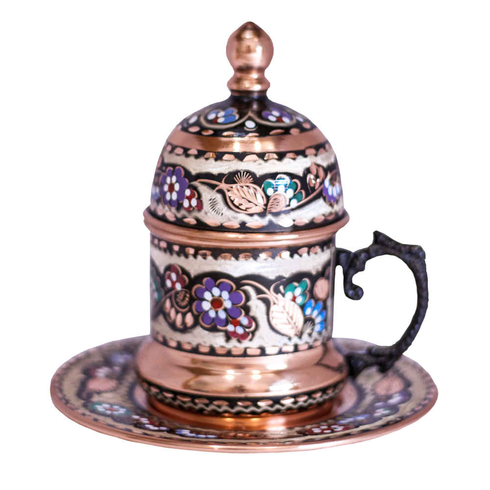 Main image of 波斯浓缩咖啡杯与茶托 – Minakari 掐丝珐琅铜制 Demitasse 款式