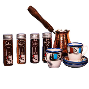 波斯浓缩咖啡杯与咖啡壶 – 铜制 Demitasse 款式 Fakhr-Ara