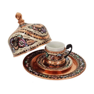 波斯浓缩咖啡杯与托盘 – 铜制 Demitasse 款式