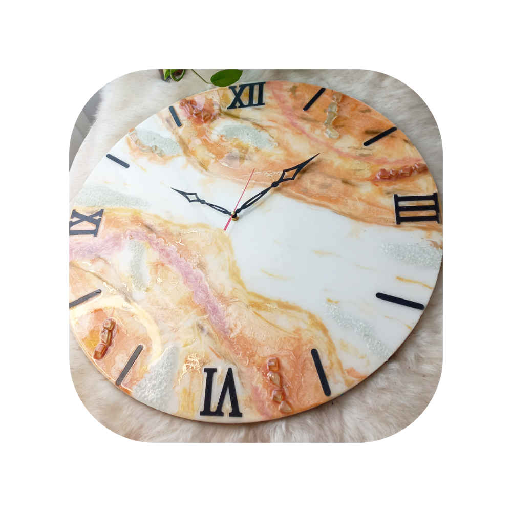 手工树脂壁挂时钟 – 抽象风格 蓝色