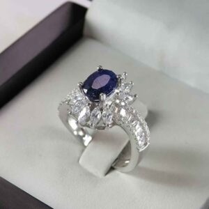 女款蓝宝石银戒指 订婚 Bliss系列 Luxe