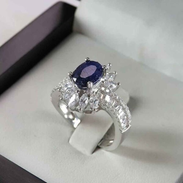 女款蓝宝石银戒指 订婚 Bliss系列 Luxe