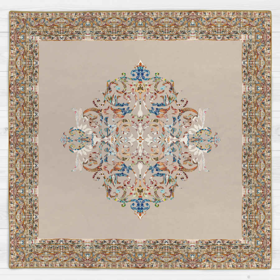 Main image of 天鹅绒桌布 波斯优雅风格设计 奶油色