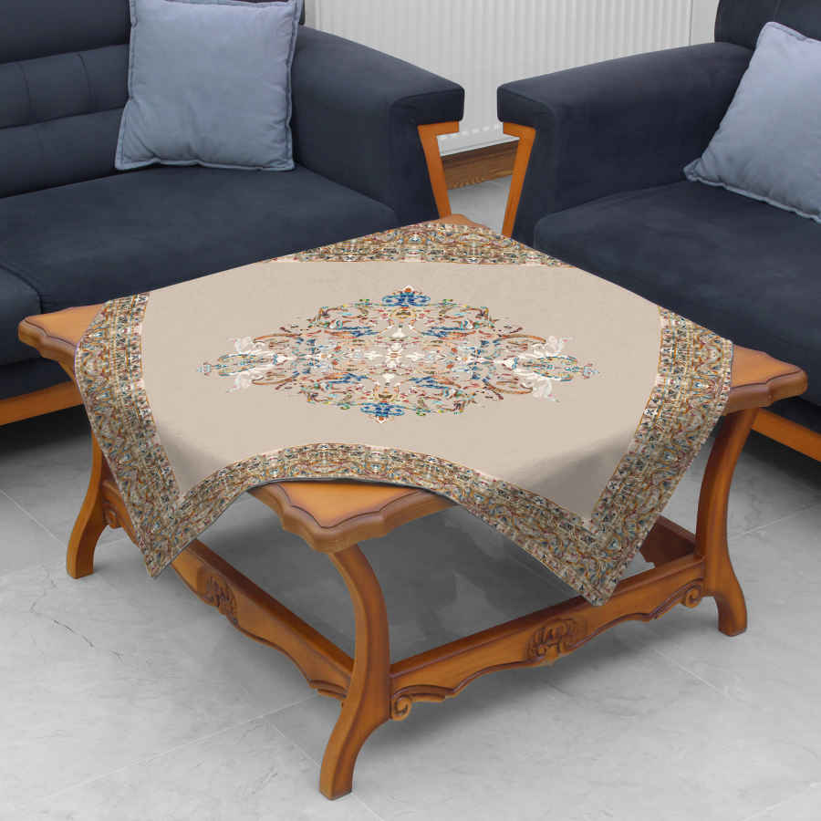 天鹅绒桌布 波斯优雅风格设计 奶油色