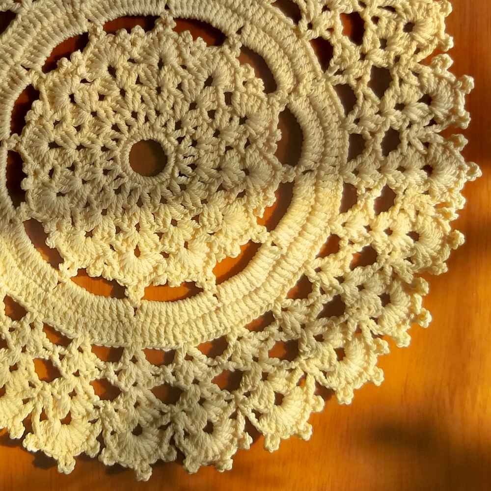 钩针手工编织桌布 模型 奶油色款