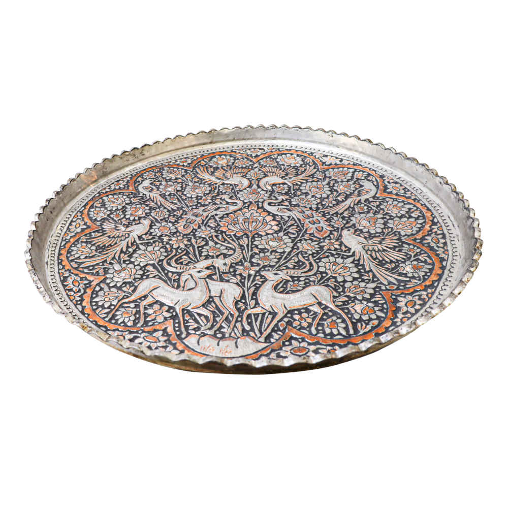 装饰性铜托盘 – 波斯浮雕工艺 “羚羊”